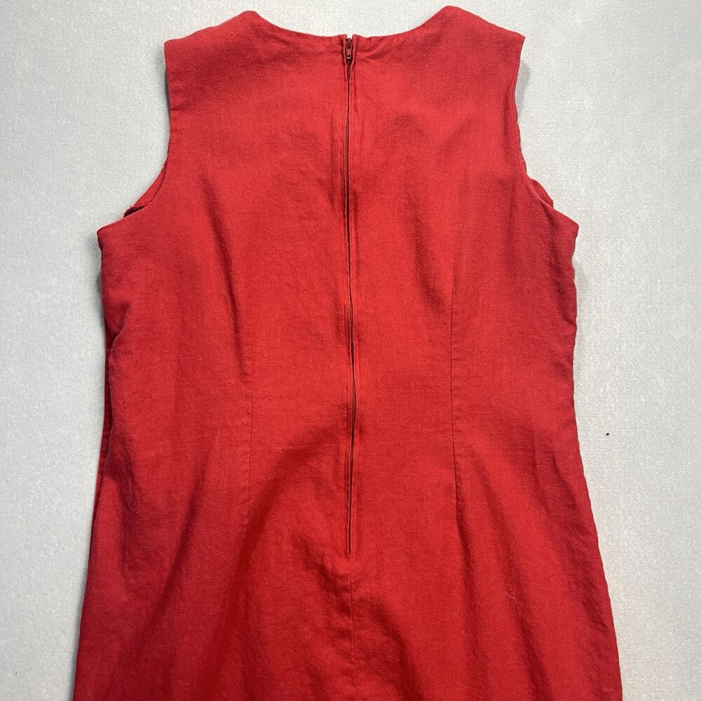 Vintage Olivia Rose Red Linen Lagenlook Side Slit Button-Down Maxi Dress, Sz 18 - Picture 3 of 10